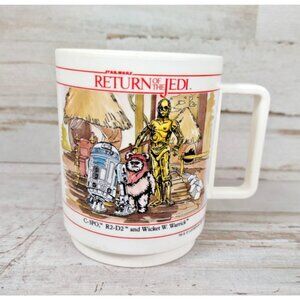Vintage Star Wars Return of the Jedi Lucasfilm Deka Plastic Mug Cup R2-D2 Ewoks